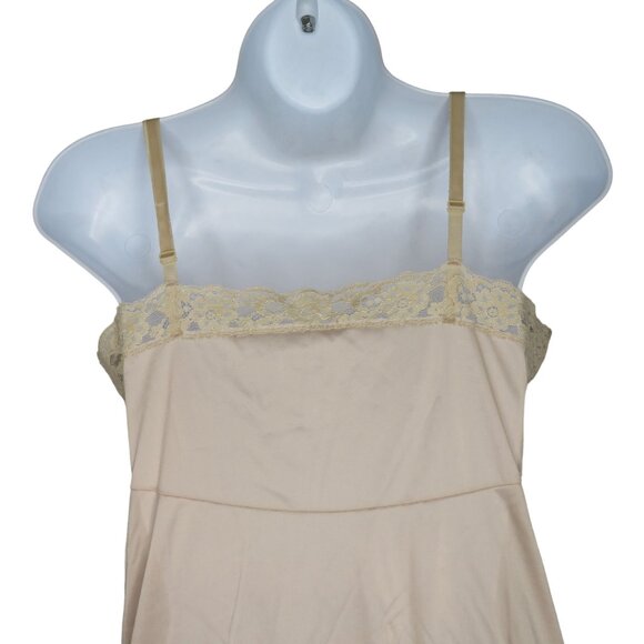 Vintage 60s Full Length Nylon Dress Slip Womens S Nude Lace Pin Up Glam USA Made - Picture 10 of 13